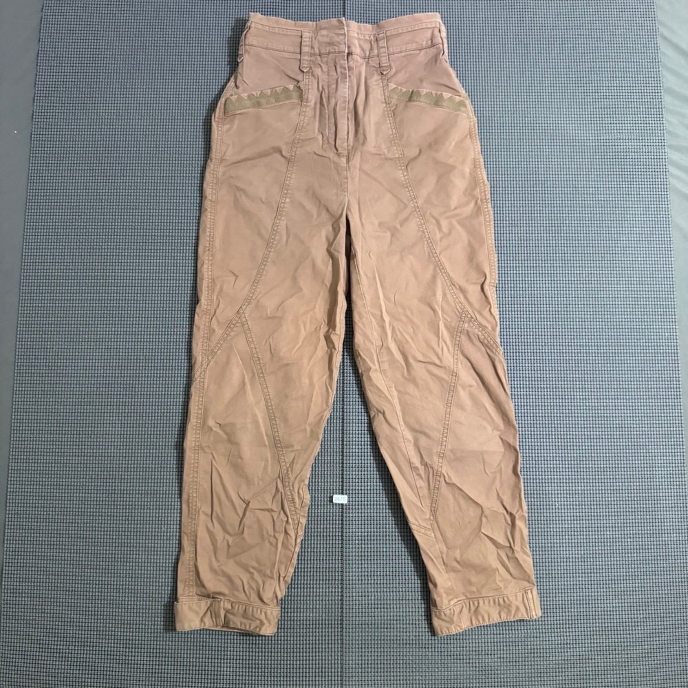 Anthropologie Womens High Rise Embroidered Tapered Pants Mauve Brown Size 0